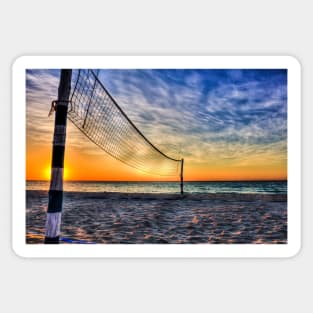 Beach Volleyball Net At Sunset Sticker